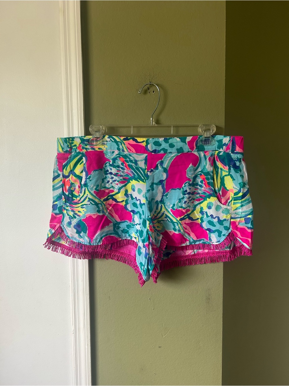Lilly Pulitzer Pink, Aqua & Yellow Tropical Print Shorts